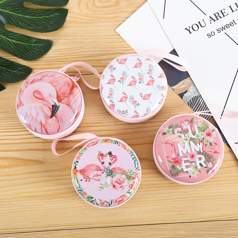 20pcs Cute Creative Cartoon printing Iron Round Shaped Coin Purses mix color coin case