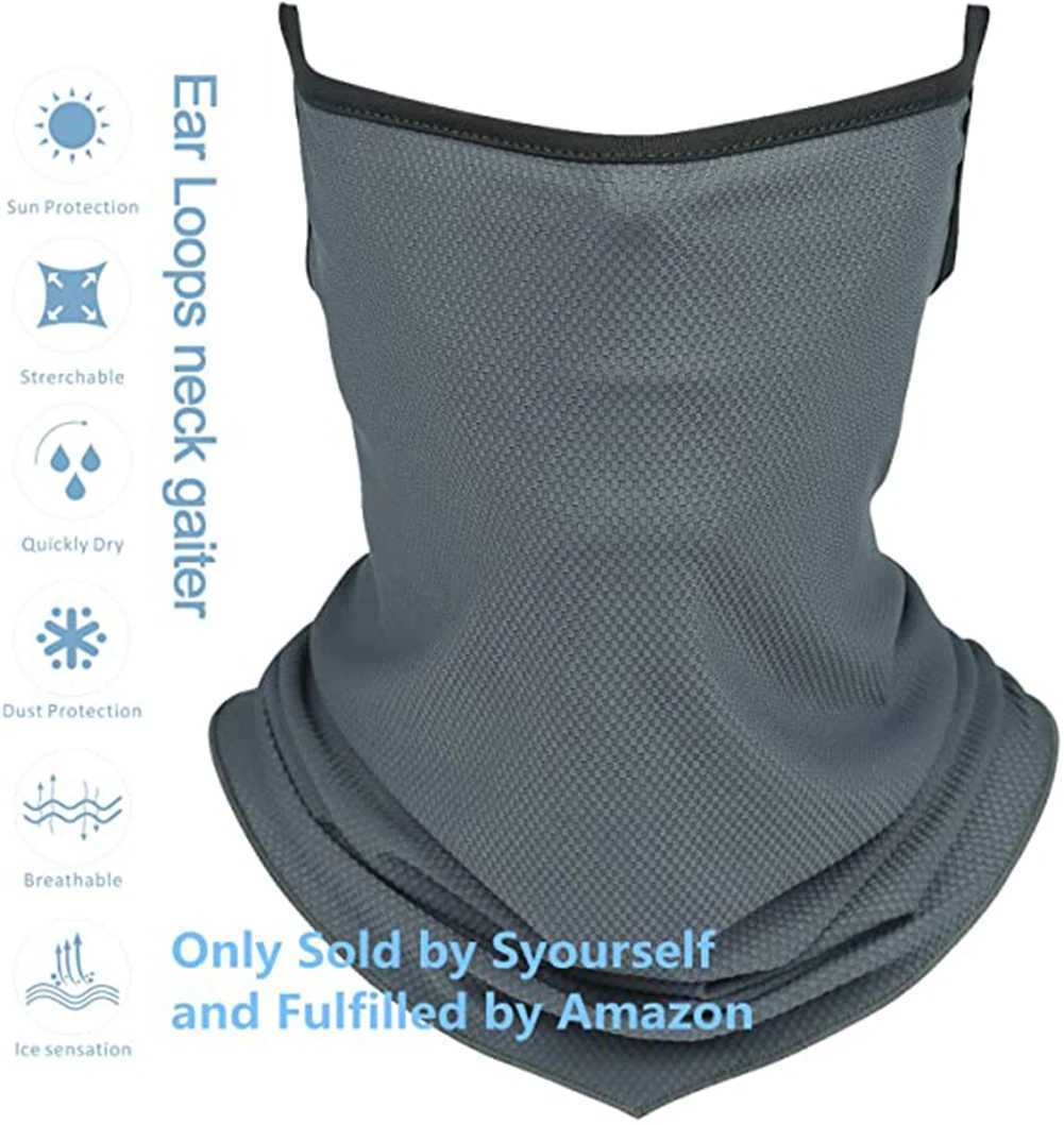 Balaclava Neck Gaiter Face Cover with Ear Loops Scarf Bandana UV Sun Protection Face Mask for Outdoor SportsW250512