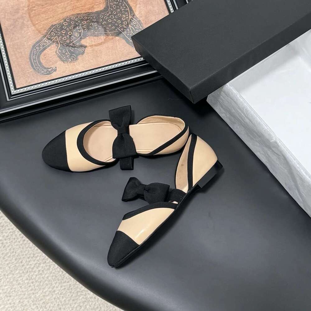 New Women Size35-41 Genuine Leather Ballet Flats Butterfly Knot Mary Janes Round Toe Designer Shoes Zapatillas De Mujer
