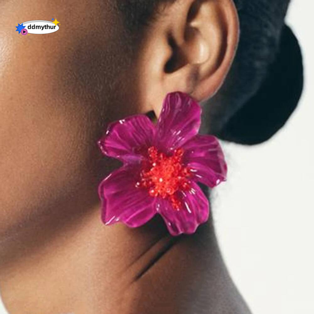 ZAA Trendy Colorful Resin Flower Earrings Women High Quality Elegant Holiday Party Jewelry Accessories ddmythur