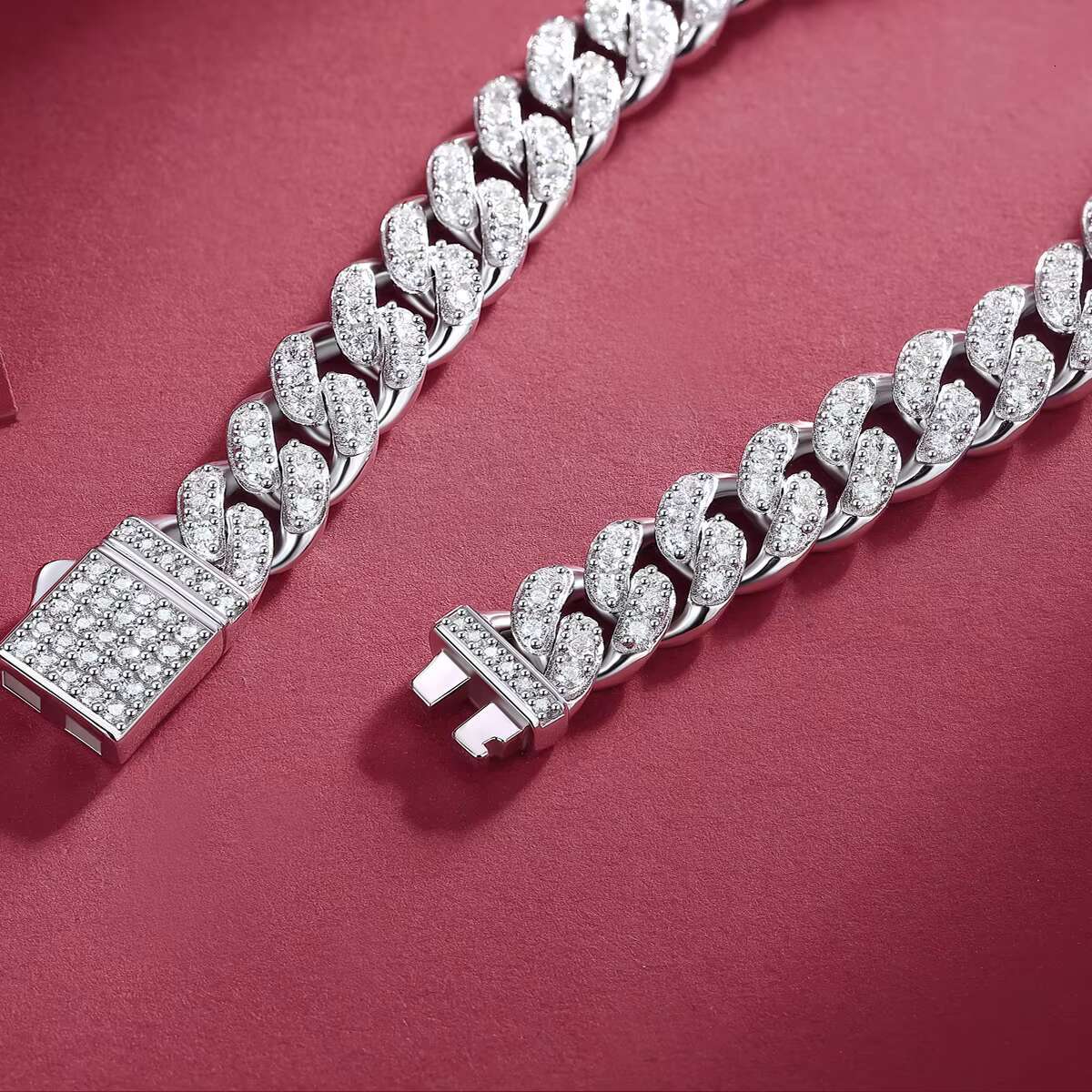 12763 925 Sterling Silver Jewelry Luxury 8mm Moissanite Bracelet Moissanite Cuban Bracelet Men Hip Hop Mens Moissanite Bracelet