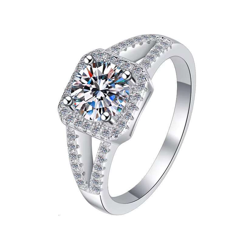 Fine Husky Jewelry Factory Geometric square Design Womens Fashion 925 Silver VVs1 Diamond VVs1 Moissanite Ring of Ladies Women