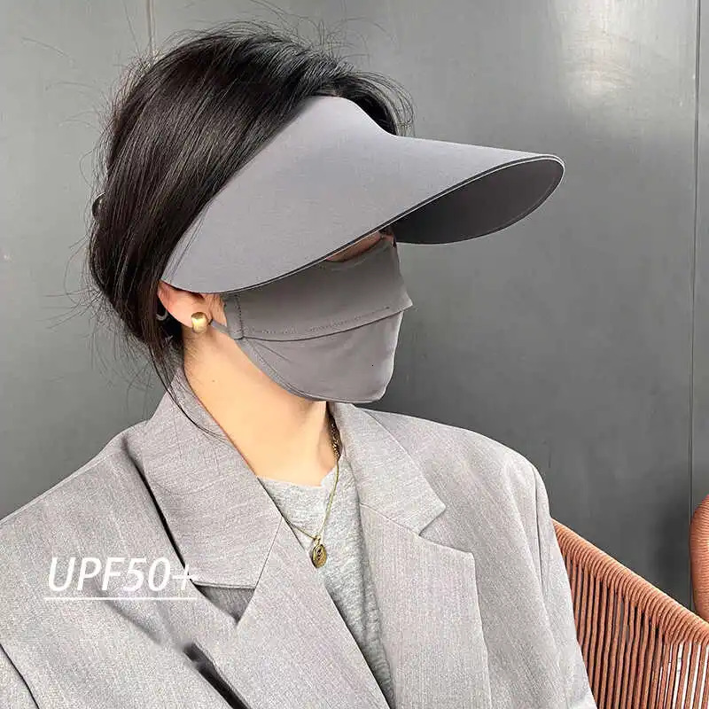 Unmarked integrated sunscreen hat for women UV resistant foldable empty top summer shading lightweight outdoor sun 250512