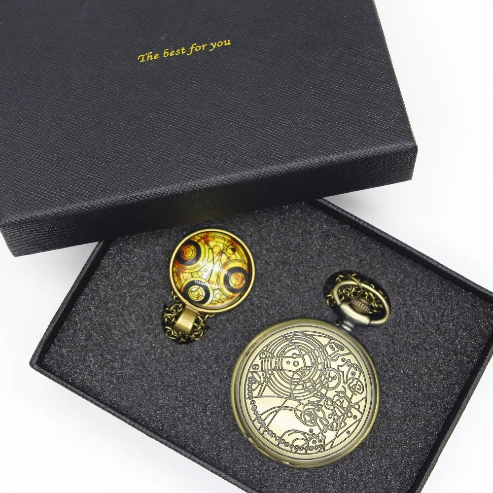 Retro Bronze Movie Pocket Watch Sets Men Women Watch Necklace Pendant Gift Sets 250512