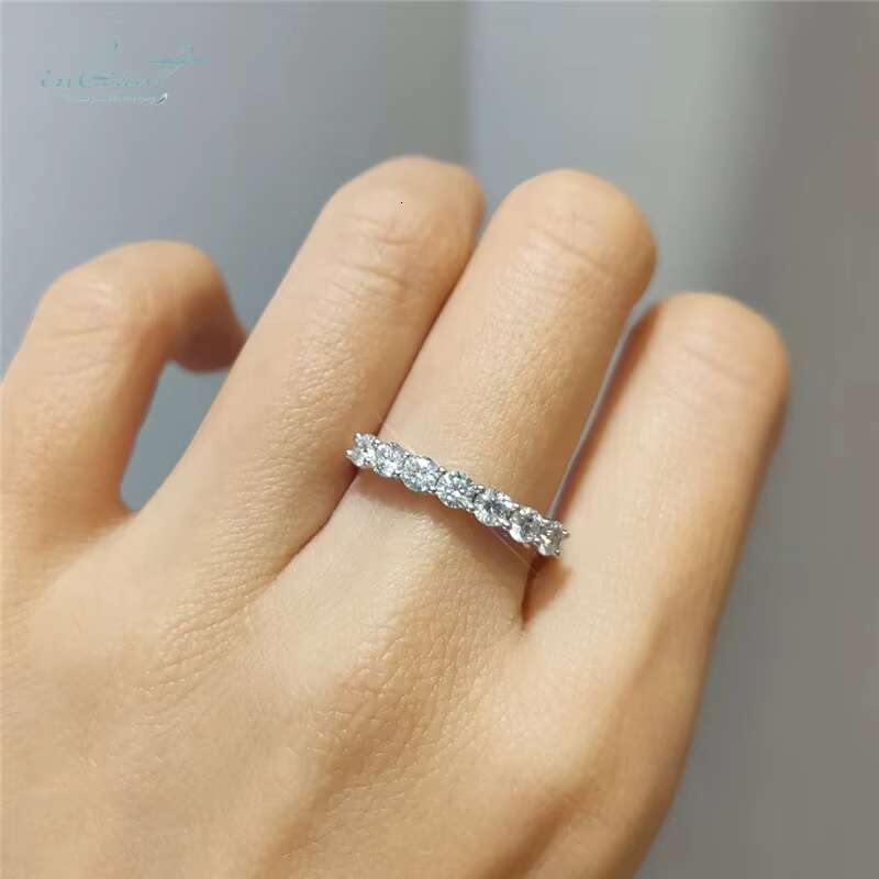 Silver 925 Original Brilliant Cut Total 0.7 Ct Diamond Test Past D Color Moissanite Ring for Women Wedding Gift Fine Jewelry