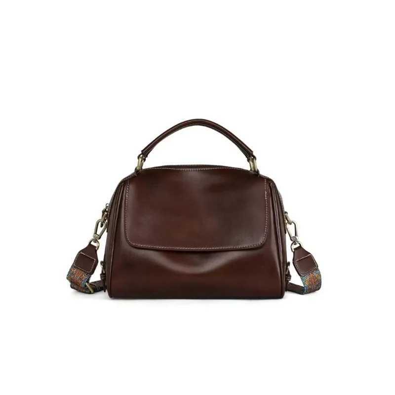 Genuine leather retro bag 2024 new casual versatile crossbody bag premium sense single shoulder pillow bag handbagW250512