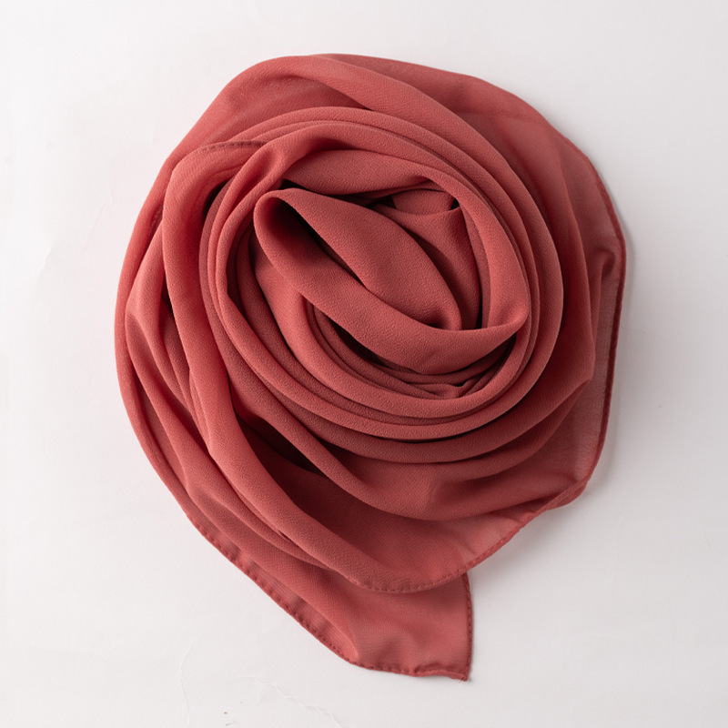 K689 Cross-border monochrome pearl chiffon square scarf Middle Eastern headscarf Muslim scarf Malaysian Hui scarf