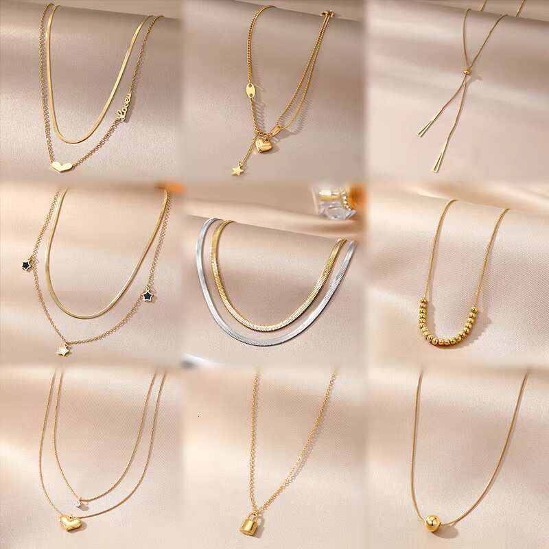 Stainless steel necklace for women, exquisite and simple fashion pendant necklace, gold-plated chain jewelry