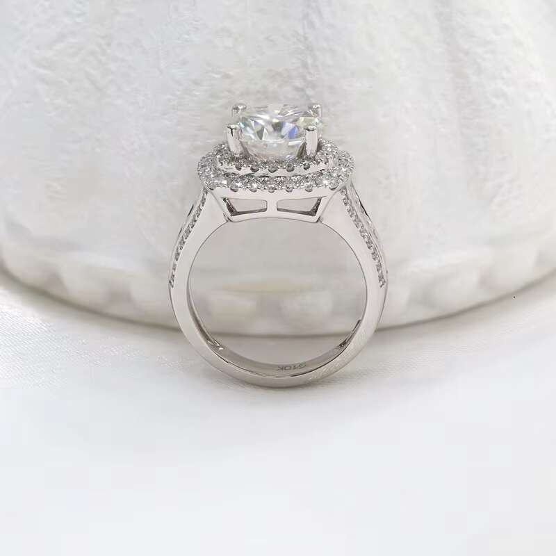 Paston Wholesale Price 3ct Round Moissanite Ring D VVS1 10K 14K Solid White Gold Engagement Wedding Ring
