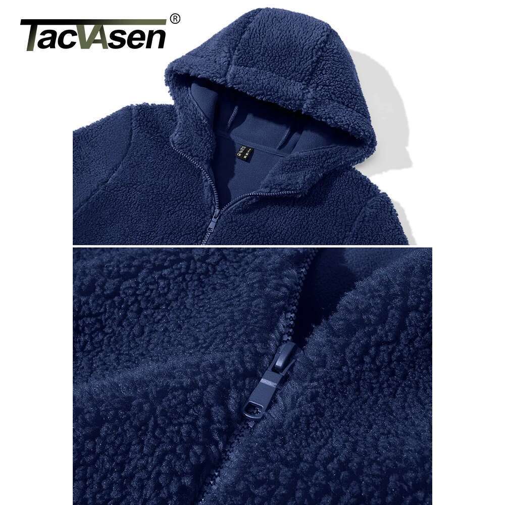 TACVASEN Causal Hooded Female Coats Women's Fleece Jackets Soft Heavy Fuzzy Sherpa Hoodies Outwear Warm Fluffy Overcoat Tops