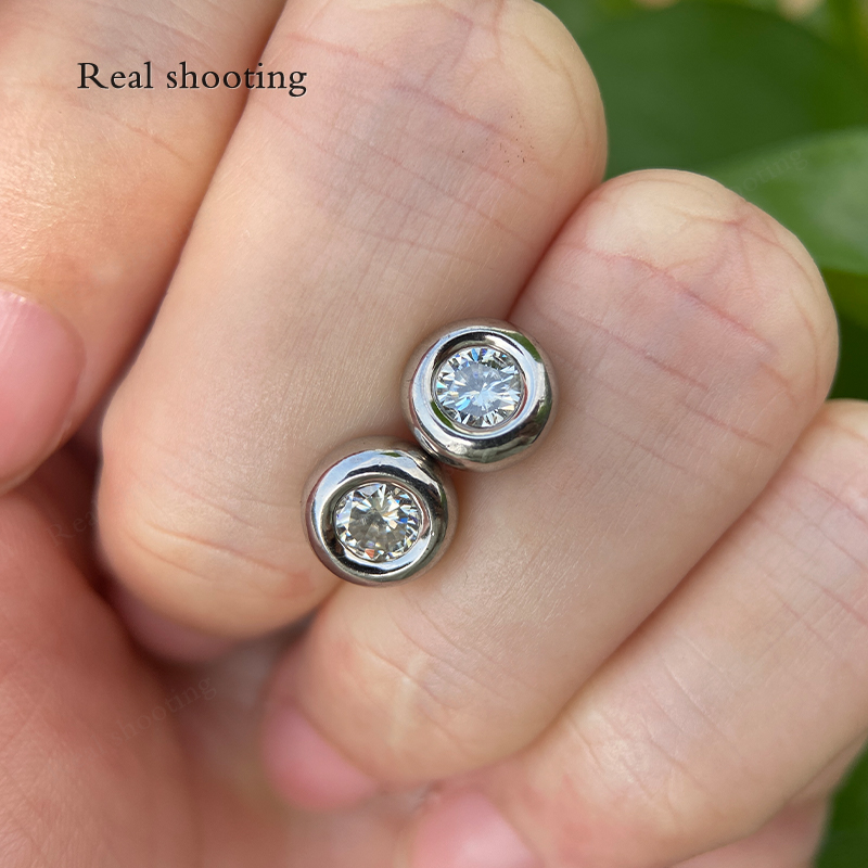 Moissanite Bubble Stud Earrings Fashion Men Women 5MM D VVS1 Lab Created Moissanite Diamond Shiny Design Unisex for Gift