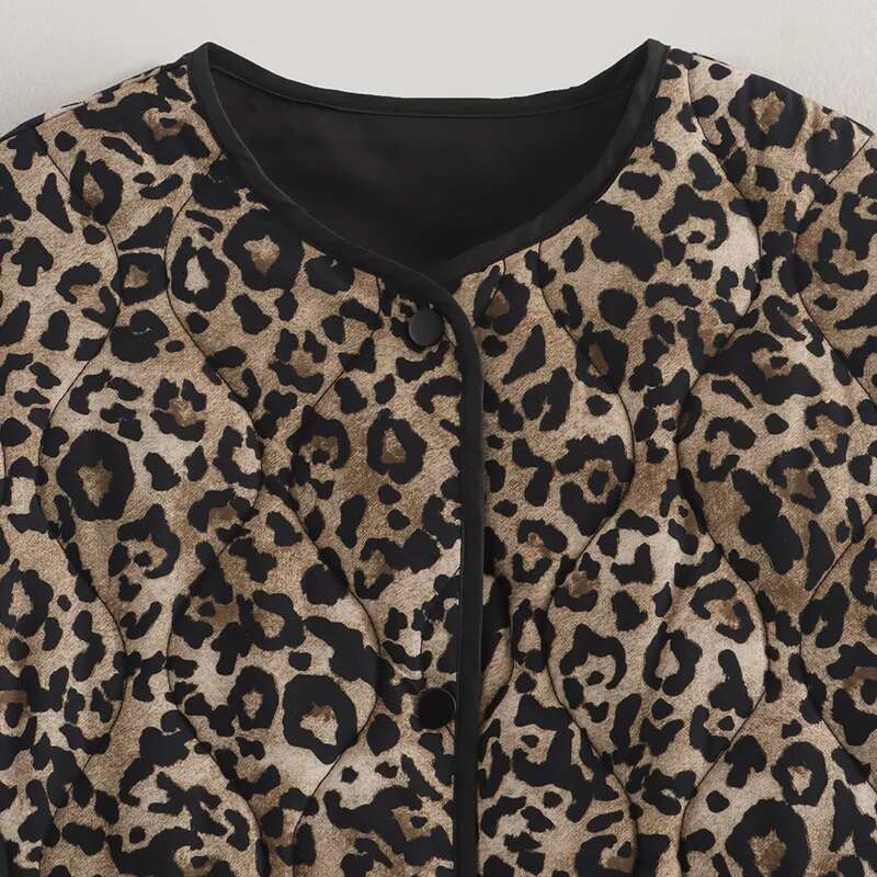 SIYANG Winter Coat Female Leopard Print Quilted Woman Vintage Long Sleeve Padded Jacket Short Coats Autumn Parkas Outerwe