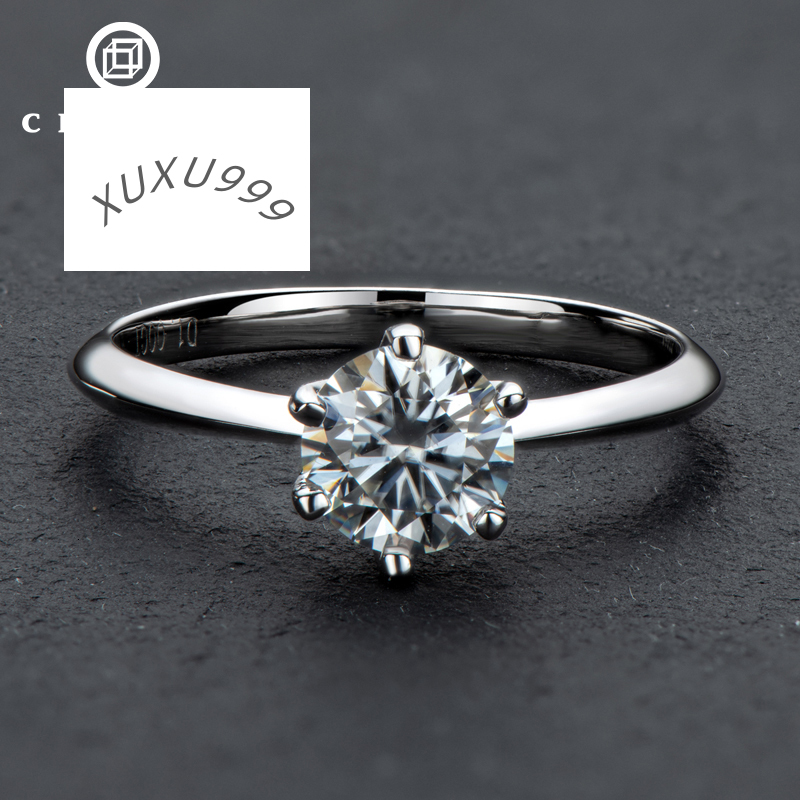 Custom 0.5CT 1CT 2CT 3CT Vvs D 925 Sterling Silver Solitaire Moissanite Wedding Engagement Ring for Women with Gra Certificate