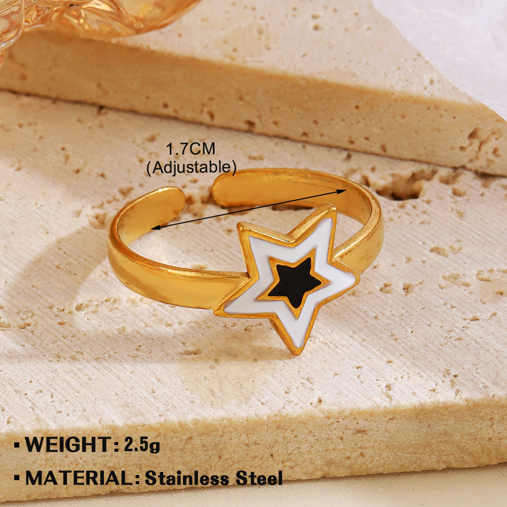 Fashionable and trendy stainless drip oil opening ring, personalized hip-hop genuine gold electroplated titanium steel ring for women