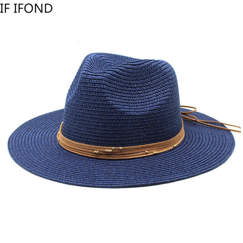 Big Size 60CM Straw Hat 7cm Brim Summer Cooling Beach Sun Outdoor Party Panama Jazz Sombreros De Mujer 250512