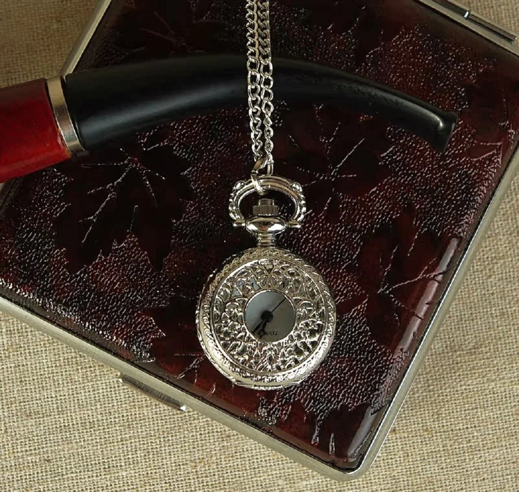 Vintage Women Quartz Pocket Watch Alloy Openable Hollow Out Flowers Lady Girl Sweater Chain Necklace Pendant Clock Gifts 250512