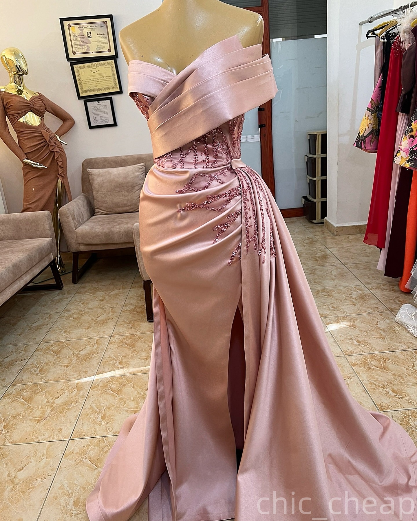 Blush Pink Mermaid Plus Size Prom Dresses 2025 Beaded Satin Sweetheart Evening Formal Party Second Birthday Engagement Gowns Dress For Special Occasio