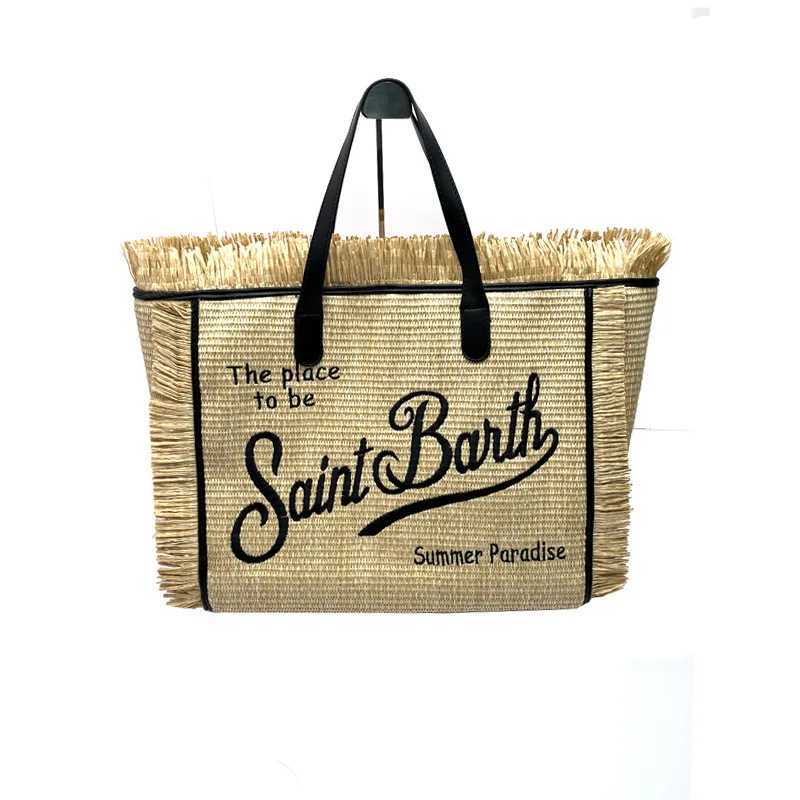 SAINT BARTH New Womens Large Capacity Leisure Travel Straw Mat Handmade Tassel Handbag Tote BagXJ250512