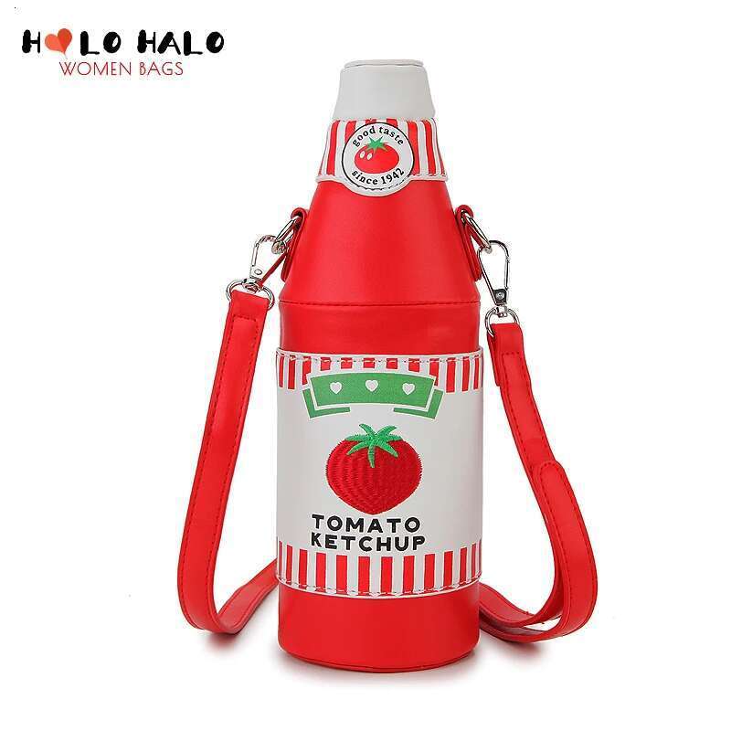 Fun Tomato Ketchup Bottle Design Ladies Shoulder For Girl Novelty Chain Party Purse Bag Women Daily Handbag Cute Red Clutch