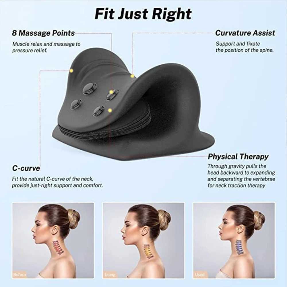 Neck Massage Pillow Relaxer Cervical Traction Device for Tmj Pain Relief and Cervical Spine Alignment Adjustable Neck StretcherW250512