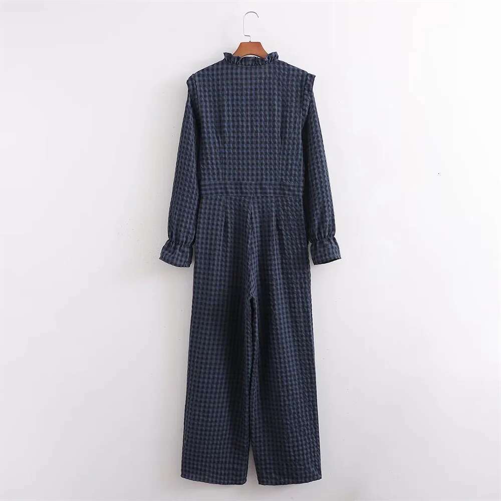 BM&MD&ZA Winter New Women's Clothing Style Slimming and Simple Small Grid Printed jumpsuit Pants