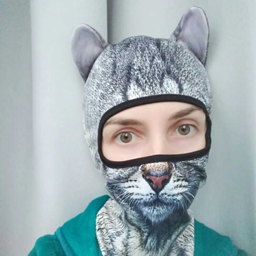 3D Animal Balaclava Bicycle Cycling Ski Hats Party Cat Dog Full Face Mask Funny Neck Gaiter Windproof Soft Animal with Ears HatsW250512