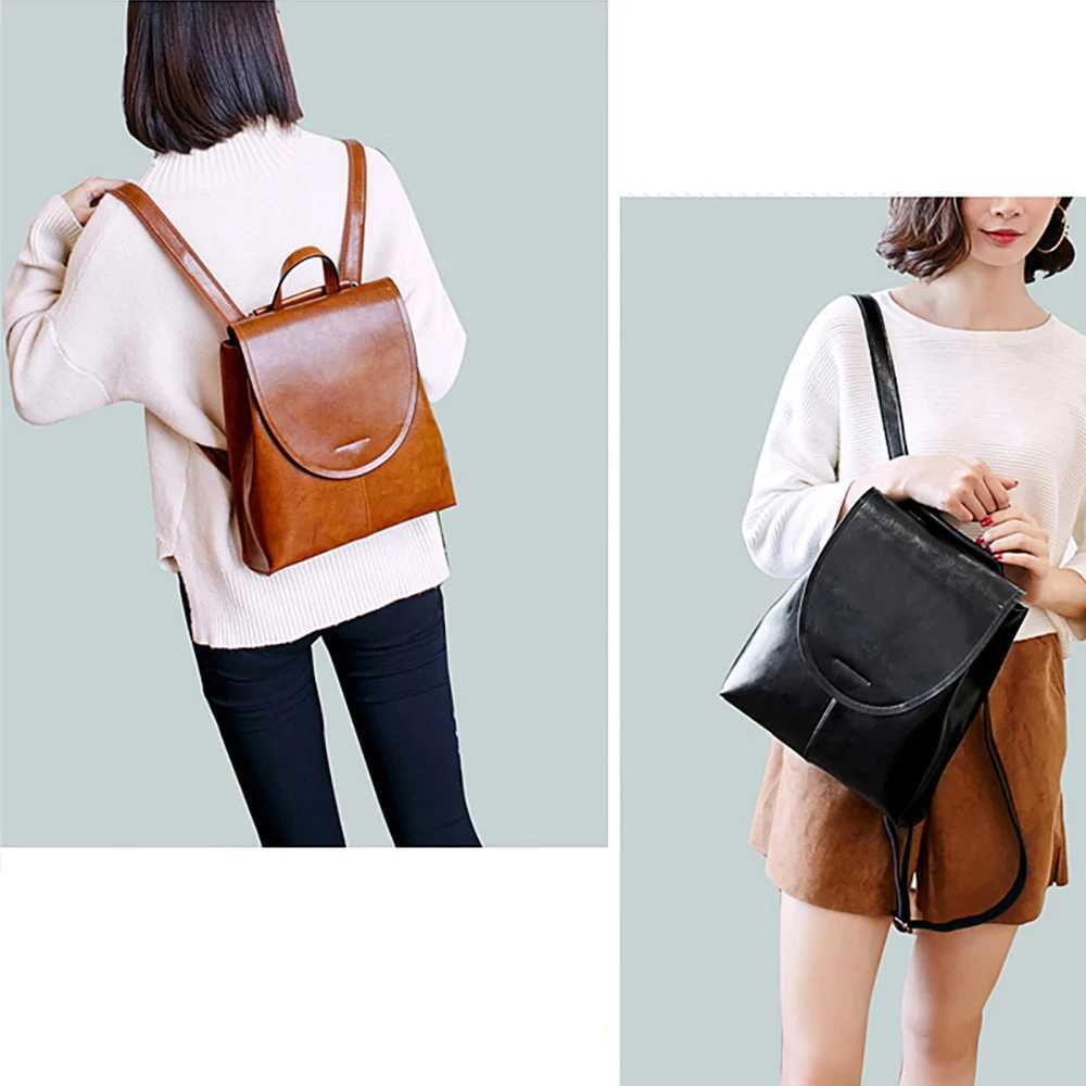 Women Backpack Cross Body Shoulder Messenger Bags Rucksack Genuine Leather Fashion Lady Laptop Book Bag Daypack Female Backpacks Z250512