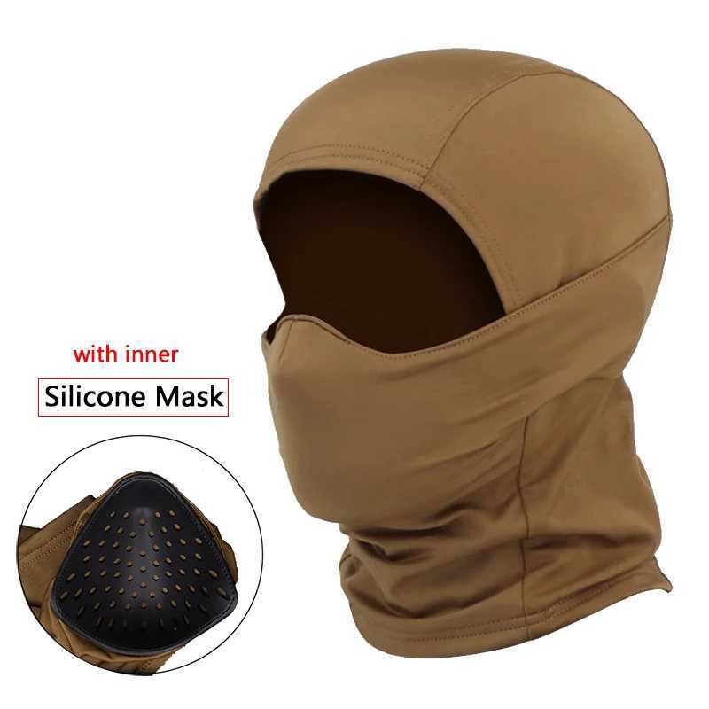 Tactical Mask Outdoor Balaclava Head Mask Silicone Half Mask Windproof Helmet Airsoft Hunting CS Game Sunscreen HatW250512