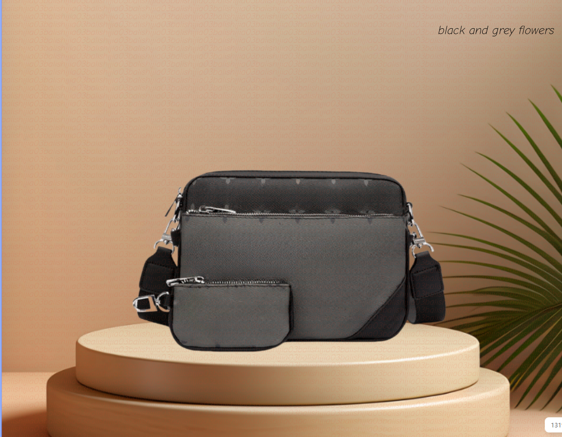 Luxurys Designer bags men 3pcs Trio Leather Black Flowers Messenger Purse Crossbody Bags Shopping Bag Plain Shoulder bag Handbags Women Wallets purse tote bag