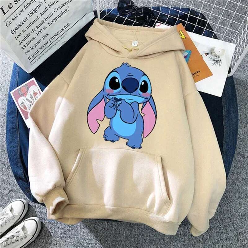 Pattern Loose Male Sweatshirts Pocket Cartoon Cute Print Clothing Cozy Daily Men Hoodies Autumn Winter Popular Designer