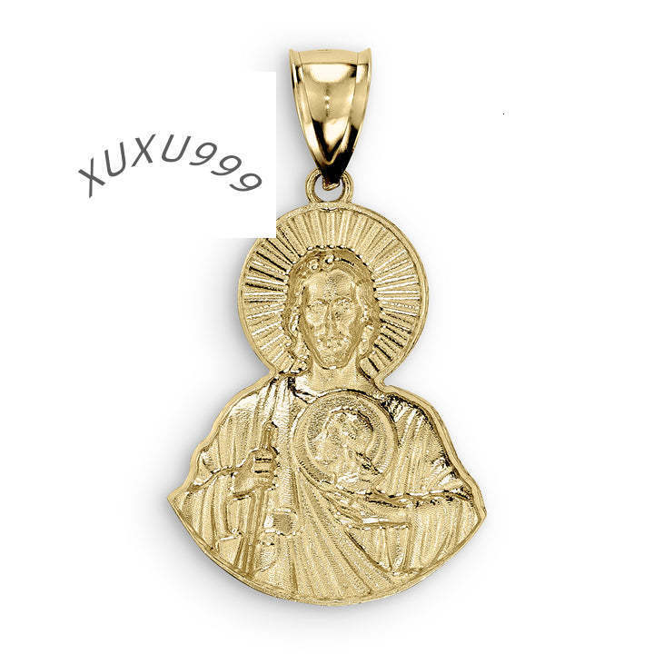 Fashion Personality 14k Gold Plated Matte San Judas Half Body Pendant Jewelry