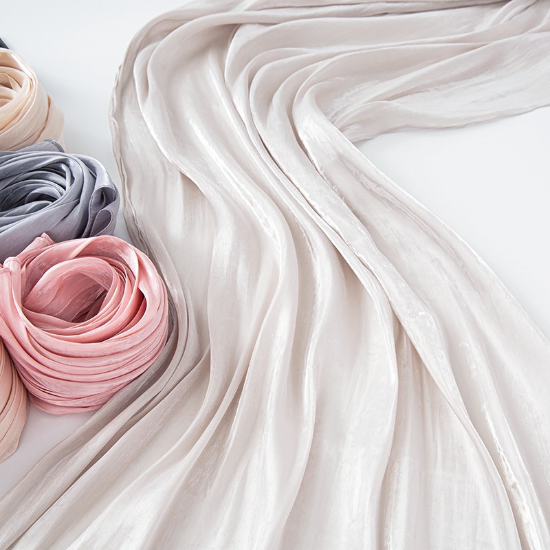 K699 Cross-border solid color headscarf silk scarf thin large gauze scarf travel sunscreen shawl linen plain satin scarf versatile