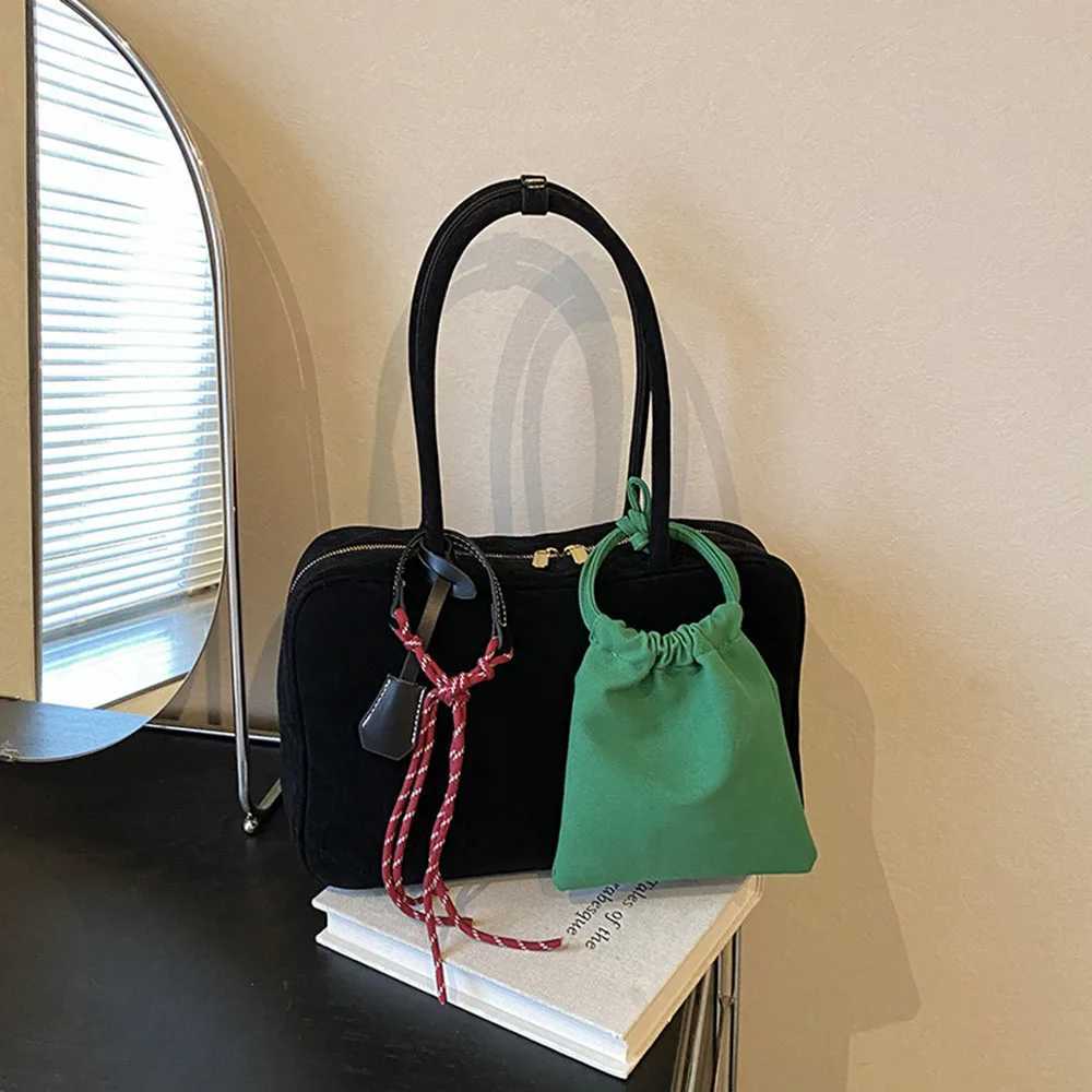Hot Shoulder Bags With Rope Pendant Tote Bag For Women 2024 Autumn Winter New Womens Bags Korean Fashion Handbags And PursesW250512