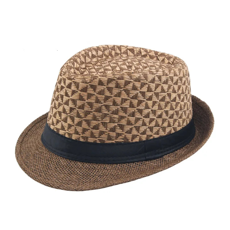 Mens Fedoras Summer Straw Hats Paper Woven Top Outdoor Sun hats Selling Curly Jazz Panama Cap 250512