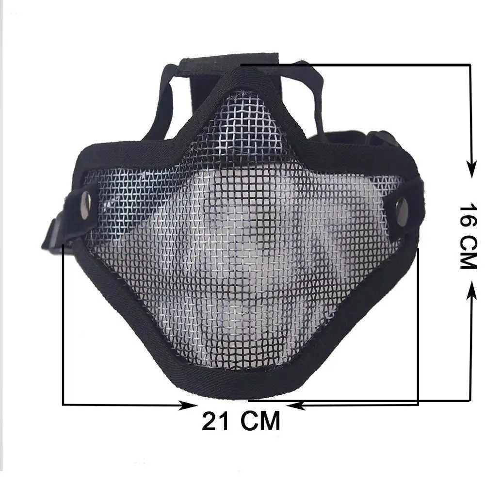 Airsoft Mask Half Lower Face Metal Steel Net Mesh Mask Cycling Tactical Hunting Protective CS Shooting Breathable Half Face MaskW250512