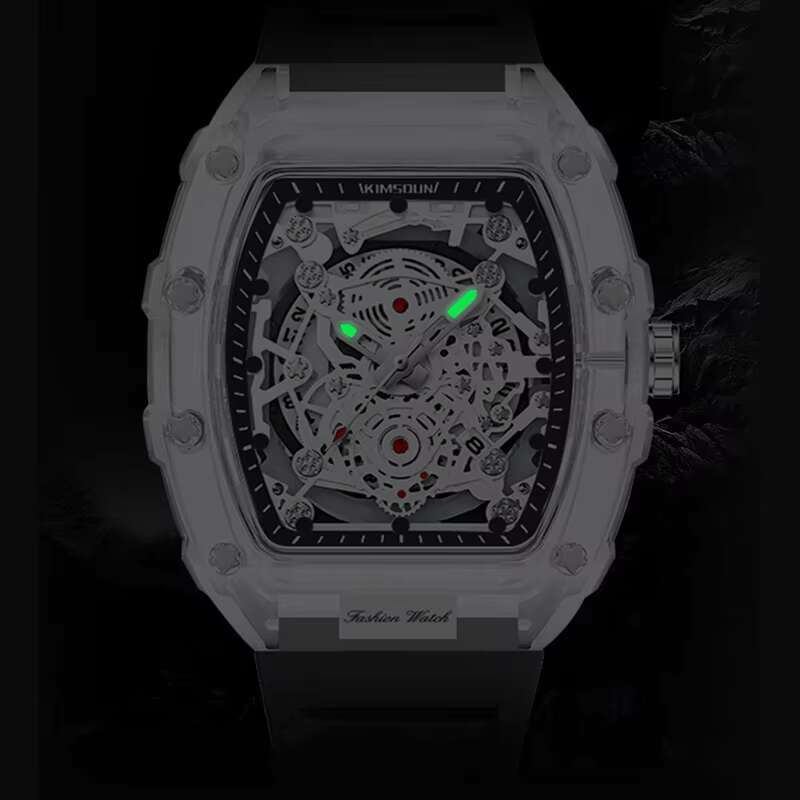DHCollections Transparent Quartz Watch 40x50mm Dial Waterproof Silicone Strap Casual Wristwatch for Men and Women