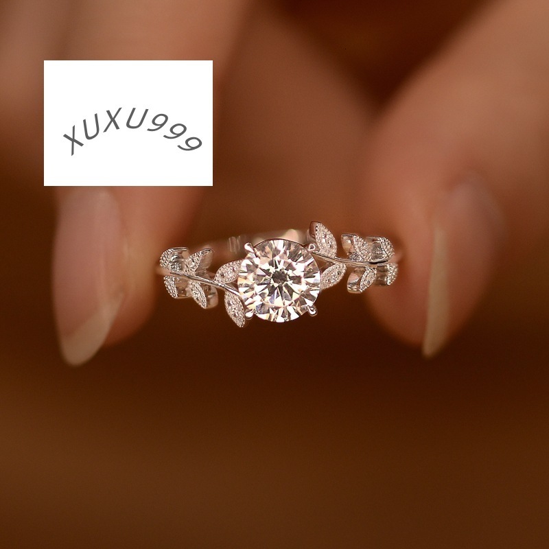 New Fashion Women Jewelry Leaf Branch Design S925 Round Cut Moissanite Engagement Ring Wholesale Nature Inspired Dainty Rings