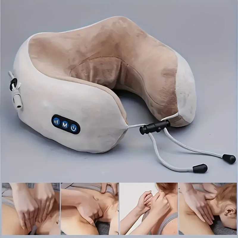 Rechargeable U-Shaped Neck Massage Pillow Perfect for Travel Car Office Home Use Ideal Christmas GiftW250512