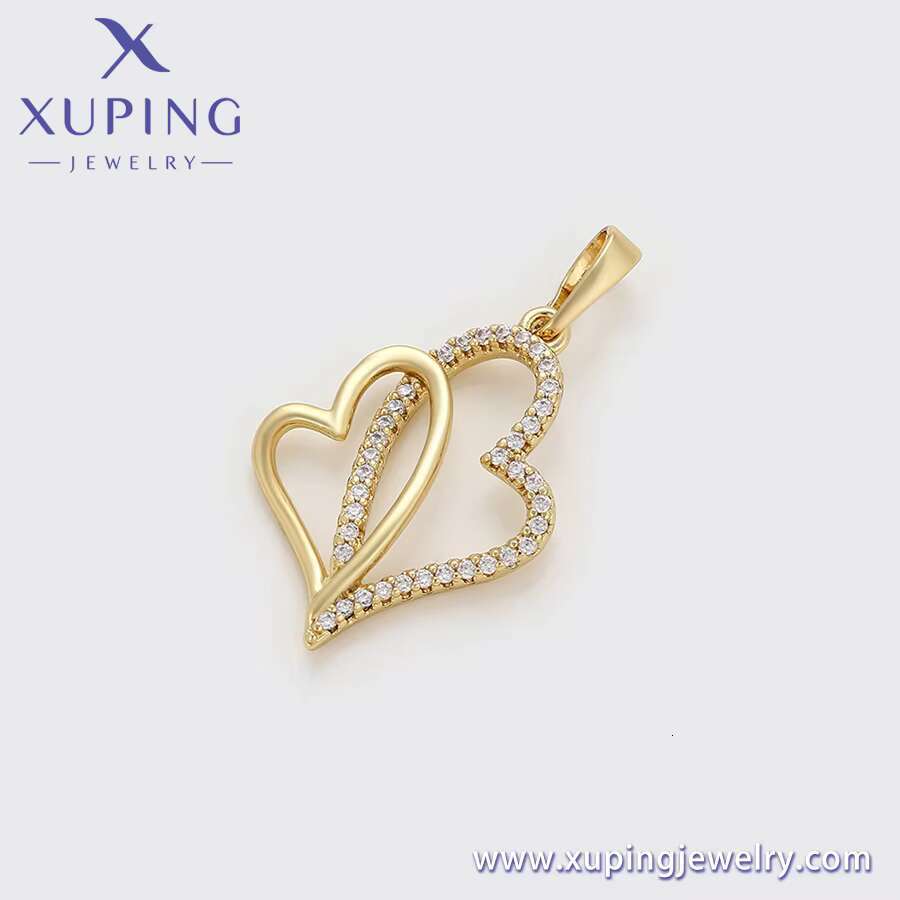 X000939713 Xuping Jewelry Fashion Stacked Zircon 14k Gold Plated Shining Female Girl Pendant