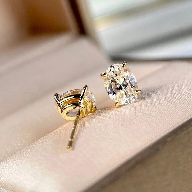 Huitan Simple Versatile Oval Zirconia Stud Earrings Women Trendy Gold Color Accessories for Daily Life Lady Engagement Jewelry 250512