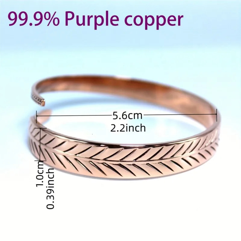 Elegant Vintage Pure Cooper Feather Wing Cuff Bangle for Men Women Fashion Punk Style Wristlet Party Jewelry Gifts 250512