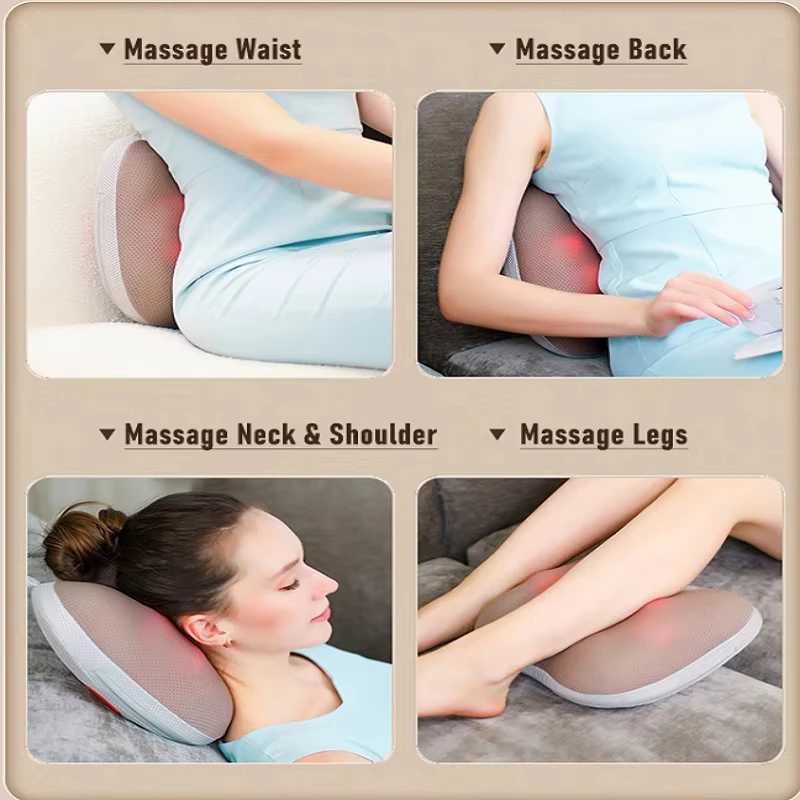 New 3D Electric Smart Neck Massage Pillow Head Back Shiatsu Full Body Massager Wireless Use For Car Home Infrared PhysioW250512