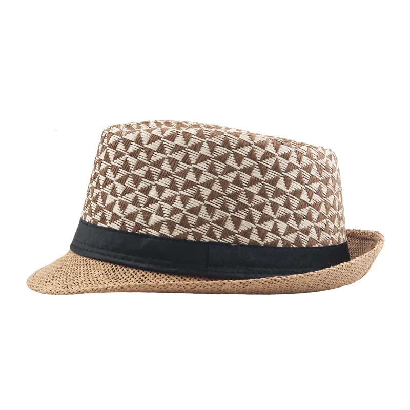 Mens Fedoras Summer Straw Hats Paper Woven Top Outdoor Sun hats Selling Curly Jazz Panama Cap 250512
