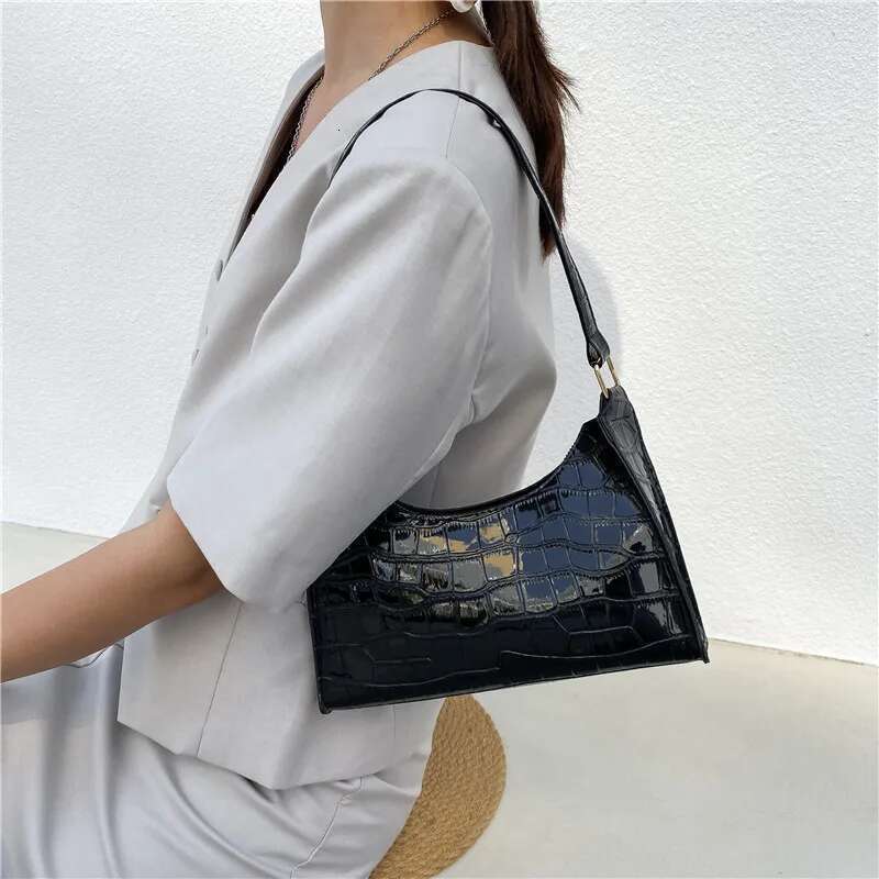 Retro Alligator Pattern Female Small Handbags And Purse Armpit Shoulder Bags High Quality PU Leather Ladies Clutch Totes Bag