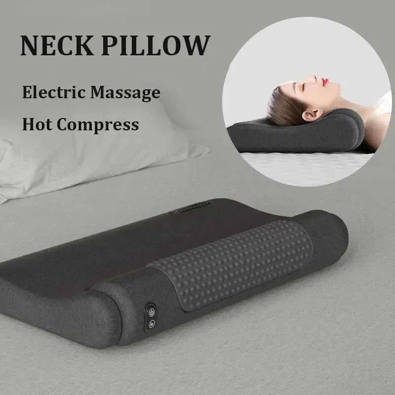 Heating Vibration Neck Massager Electric Cervical Pillow Back Traction Relax Sleeping Shoulder Neck Trapezius Muscle MassagerW250512