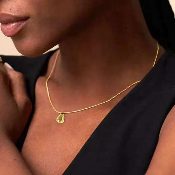 Women's S pure sier gold-plated necklace with light irregular circular pendant and fine chain accessories
