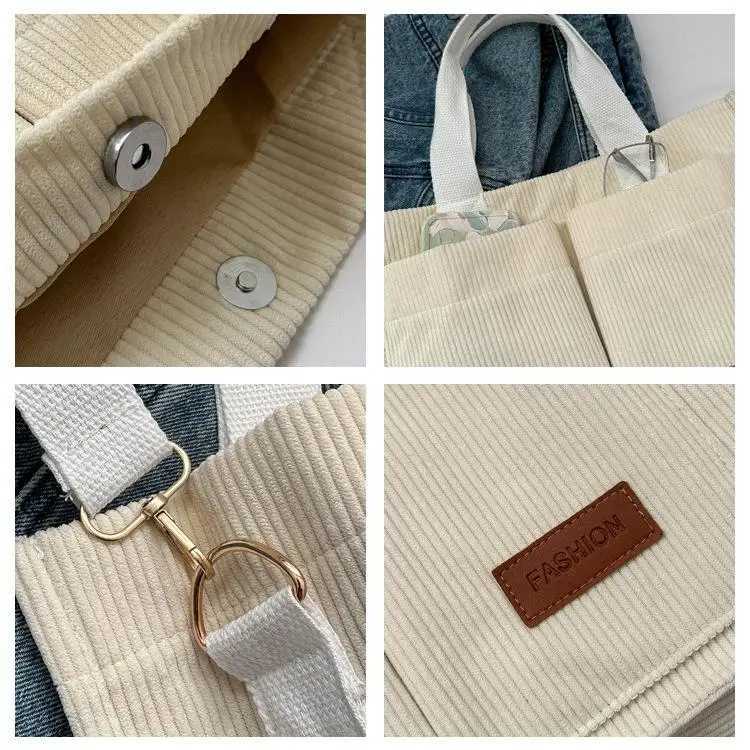 Womens Corduroy Tote Bag Large Capcity Handbags for Women Commuting Womens Bag Messenger Shoulder Bag Female HandbagW250512