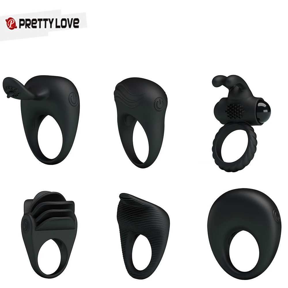 Pretty Love Silicon Vibrating Cock Ring Penis Ring Vibrator Cockring Sex toys for men couples Adult Toy Anillo Vibrador. W250512