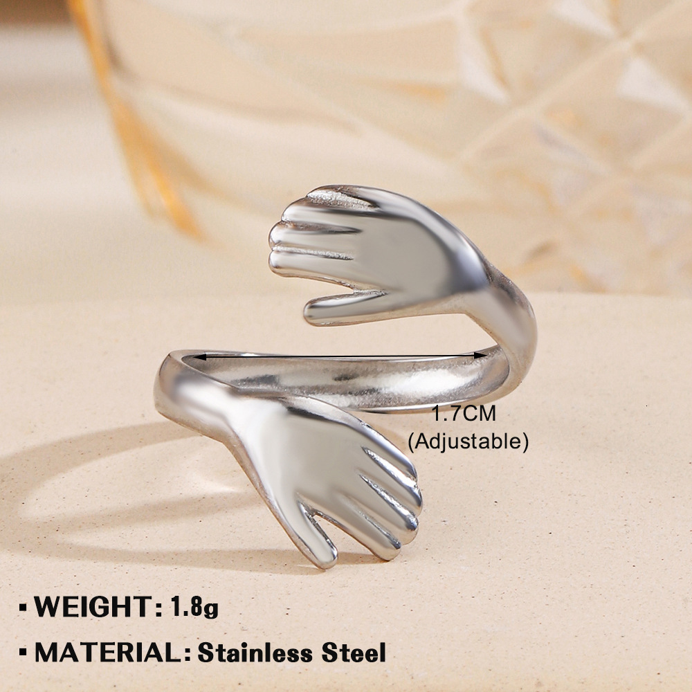 Popular and fashionable geometric open with female personality, wide face heart-shaped titanium steel ring