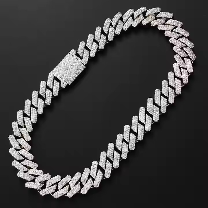 20mm large size all ice out Miami necklace VVS Moissanite Cuban chain link